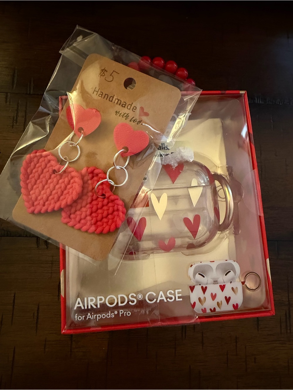 Heart Bundle Earrings & Red Heart AirPods Pro Case Valentine Accessories